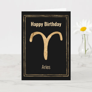 Tarjeta Aries la astrología zodiaca del oro del cumpleaños