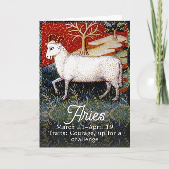 Tarjeta Aries, la fiesta de cumpleaños del Rótulo Ram Zodi (Anverso)