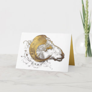Tarjeta Aries Ram con Golden Horns Astrologic Greeting 1