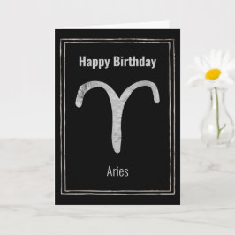 Tarjeta Aries Ram Feliz cumpleaños astrología de plata zod