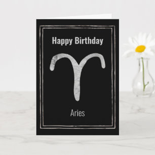 Tarjeta Aries Ram Feliz cumpleaños astrología de plata zod