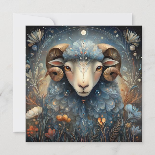 Tarjeta Aries Ram Zodiac Astrology Celestial Birthday (Anverso)