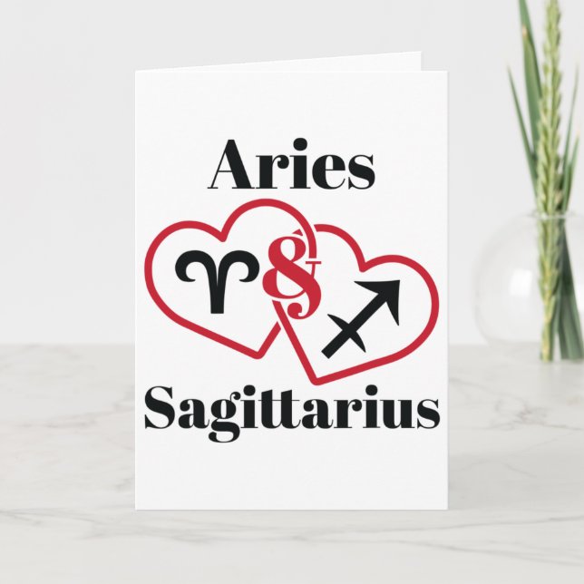 Tarjeta Aries Sagittarius Zodiac Couples Astrology Heart V (Anverso)
