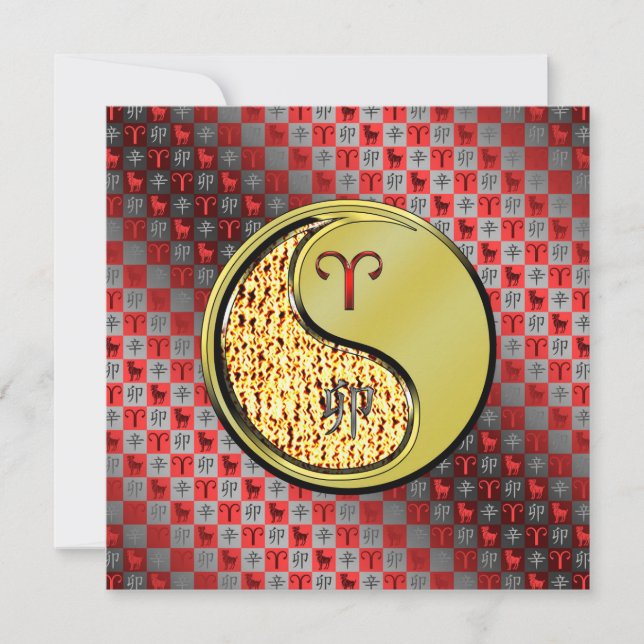 Tarjeta Aries y Conejo Metalizado (Anverso)