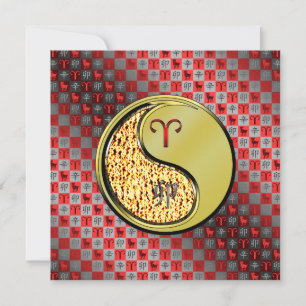 Tarjeta Aries y Conejo Metalizado