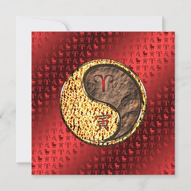 Tarjeta Aries y el tigre de la Tierra (Anverso)