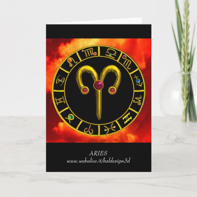 TARJETA ARIES ZODIAC BIRTHDAY JEWEL (Anverso)