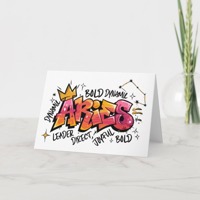 Tarjeta Aries Zodiaco Graffiti  (Anverso)