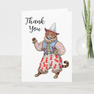 Tarjeta Arlequín Gato Disfrazado Teatral Arte Gracias