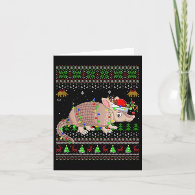 Tarjeta Armadillo Ugly Christmas Sweaters Holiday Santa Cu (Anverso)