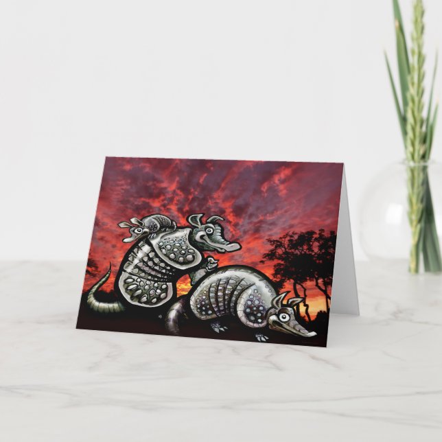 Tarjeta Armadillos del cielo rojo (Anverso)