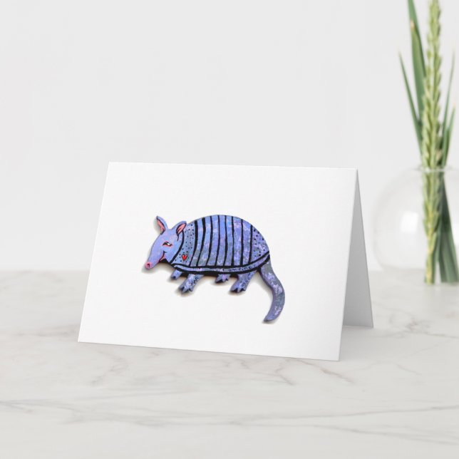 Tarjeta Armadillos enrrollados felices lindos del arte de (Anverso)