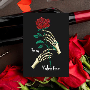 Tarjeta Armas de hueso sosteniendo una rosa sé mi San Vale