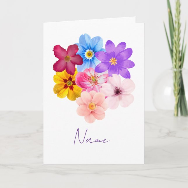 Tarjeta Armonía de primavera - Ramo de flores mixtas de ac (Anverso)