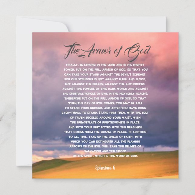 Tarjeta Armor de Dios, Efesios 6 (Anverso)