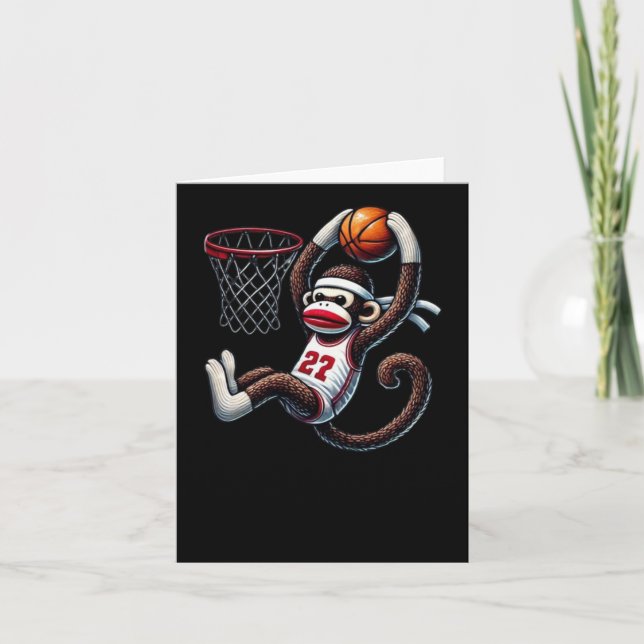 Tarjeta Aro de baloncesto de mono de calcetín  (Anverso)