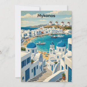 Tarjeta Arquitectura de Mykonos Grecia Molinos de viento a