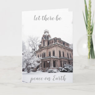Tarjeta Arquitectura Histórica Invernal Navideña con Nieve