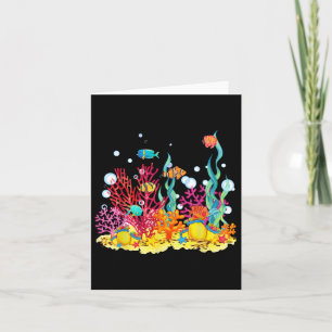 Tarjeta Arrecife De Coral De Acuarela Con Pescado, Hermoso