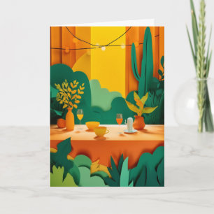 Tarjeta Arreglo de mesa del desierto iluminado por el sol