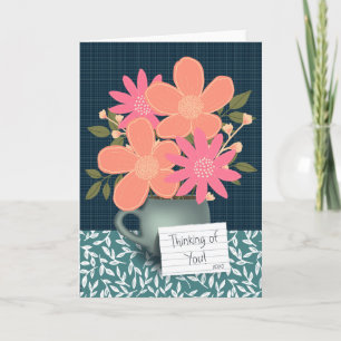 Tarjeta Arreglo Floral Brillante Pensamiento Moderno de Ti