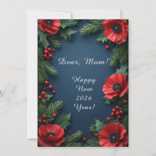 Tarjeta Arreglo floral de Navidad con poinsettias