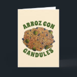 Tarjeta Arroz con Gandules Comida Puertorriqueña Arroz Gui<br><div class="desc">El diseño presenta una ilustración original de arroz con gandules,  un plato puertorriqueño de arroz y guisantes de paloma cocinados con sofrito y principalmente servido en Navidad. Junto con el cerdo asado,  el arroz con gandules es el plato nacional de Puerto Rico.</div>