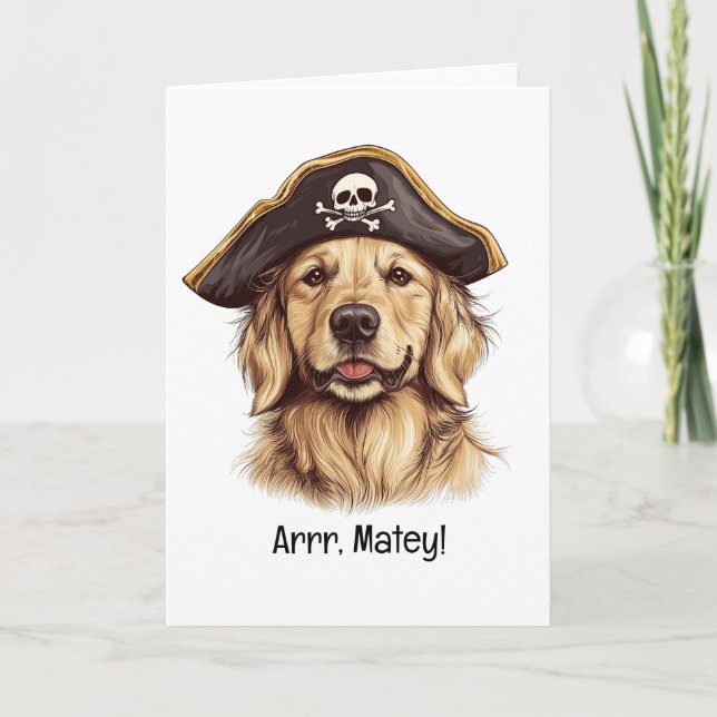 Tarjeta Arrr Pirata Compañero Perro Retriever Dorado Calav (Anverso)