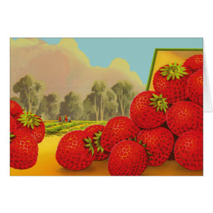 Tarjeta Art Blanc de fresa Fruta de cosecha de fre