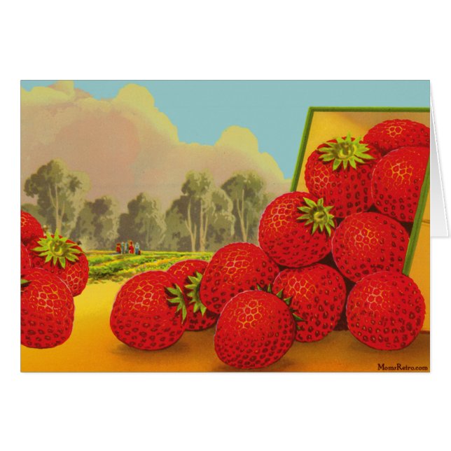 Tarjeta Art Blanc de fresa Vintage Fruit Crate (Anverso (Horizontal))