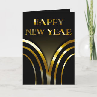 Tarjeta Art Deco Black and Gold New Years