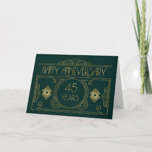 Tarjeta Art Deco de 45 años de trabajo