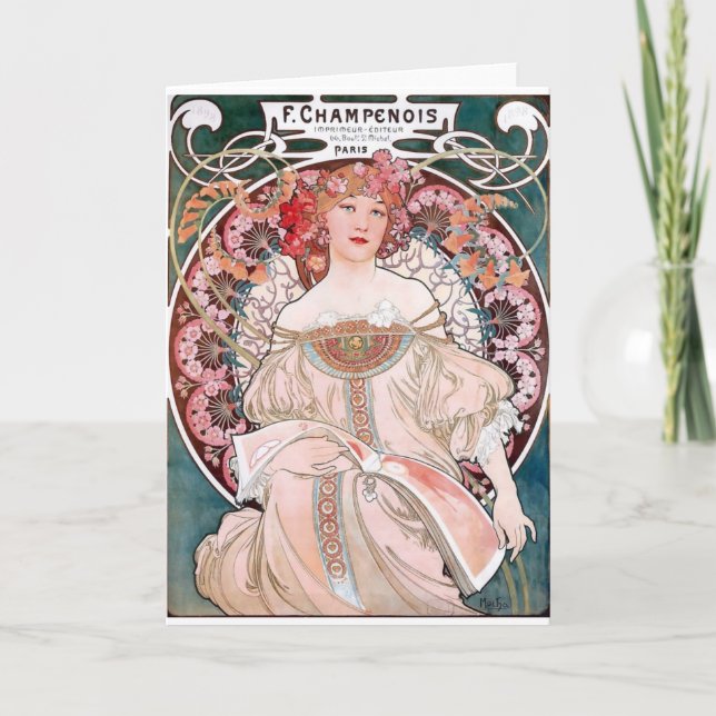 Tarjeta Art déco de la señora del vestido del rosa de (Anverso)