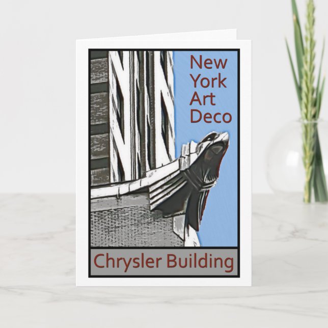 Tarjeta Art déco de Nueva York - Chrysler que construye (Anverso)