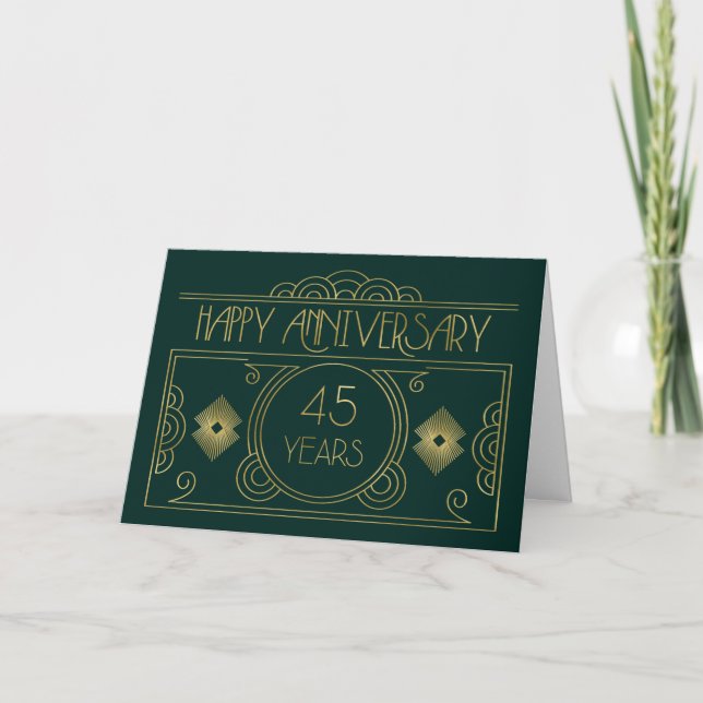 Tarjeta Art Deco del 45 aniversario de los emplead (Anverso)