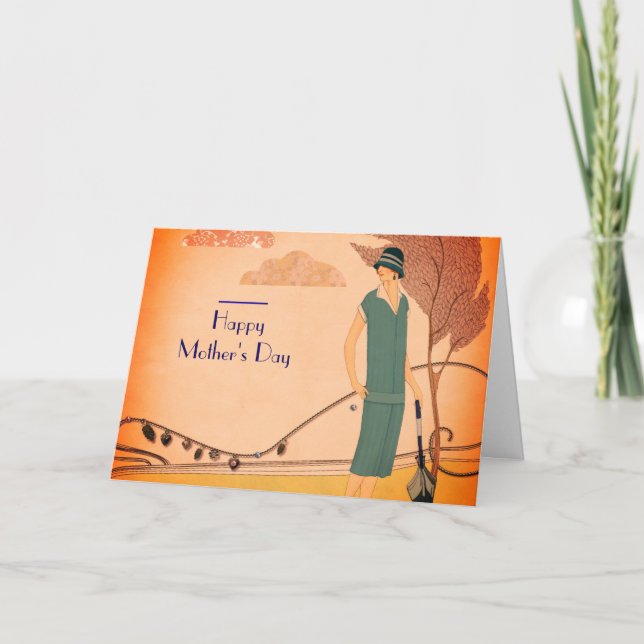 Tarjeta Art déco del día de madre (Anverso)