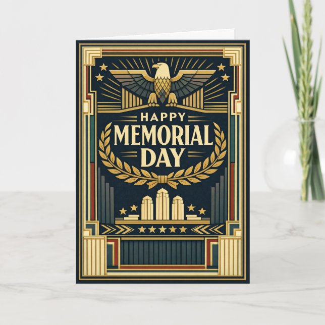 Tarjeta Art Deco Eagle Monument Memorial Day  (Anverso)