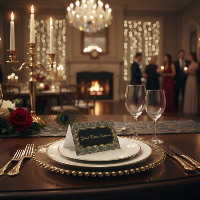 Tarjeta Art Deco Embroidered-Style Folded Table Name Card (Subido por el creador)