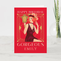 Art Deco Feliz cumpleaños Gorgeday Lady Mirror