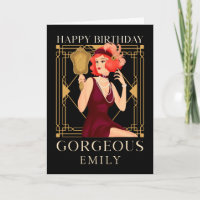 Art Deco Feliz cumpleaños Gorgeday Lady Mirror Bla