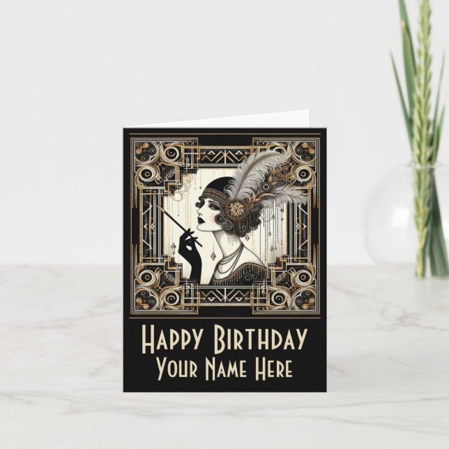 Tarjeta Art Déco Flapper de los Veinte Nº 3 Person (Anverso)