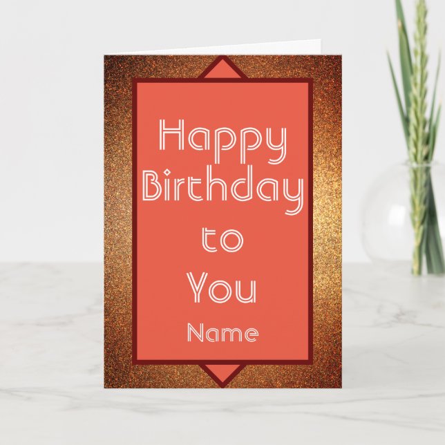 Tarjeta Art Deco Oro moderno Feliz cumpleaños (Anverso)