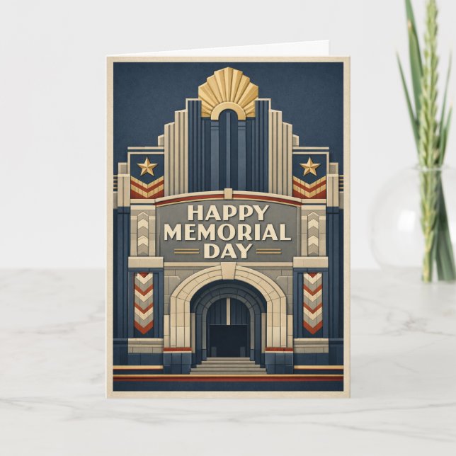 Tarjeta Art Deco Patriotic Architecture Memorial Day (Anverso)