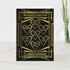 Tarjeta Art Deco Razones de cumpleaños por las que te amo