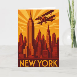 Tarjeta Art deco style New York skyline greetings card