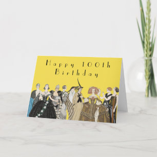 Tarjeta Art Deco vintage, cumpleaños número 100 de George 