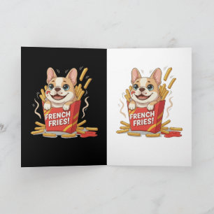 Tarjeta Art Kawaii de papas fritas Bulldog Francés Lindos