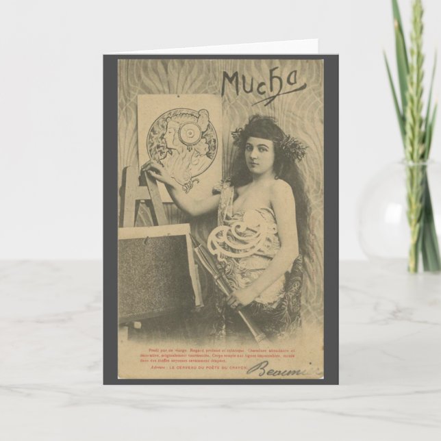 Tarjeta Art Nouveau Alphonse・modelo de arte femenino (Anverso)