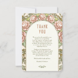 Tarjeta Art Nouveau de agradecimiento a los bodas
