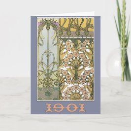 Tarjeta Art nouveau flores alphonse, arte floral